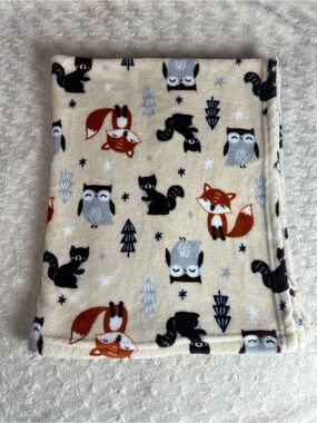 Parent's Choice Fox Owl Baby Blanket Tan Orange Trees Squirrel Security Lovey